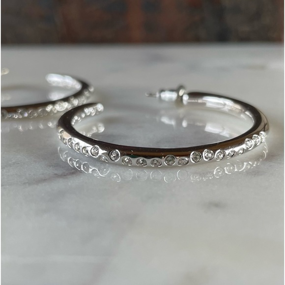 Swarovski Crystal and Silver Hoop Earrings - Picture 4 of 6